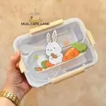 ظرف غذا استیل چندقسمتی کاسه دار طرح خرگوش