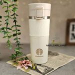 تراول ماگ استارباکس قفلی دورسیلیکونی سفید