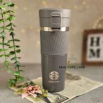 تراول ماگ استارباکس قفلی دورسیلیکونی طوسی