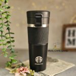 تراول ماگ استارباکس قفلی دورسیلیکونی مشکی